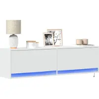 Prolenta Maison Exclusive - Meuble TV avec éclairage LED Blanc 140x31x38 cm