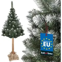 KOTARBAU Arbre de Noël artificiel Neige 220 cm Pin diamant sur tronc en bois avec pied en plastique Arbre de Noël Artificiel comme un vrai arbre de Noël artificiel Arbre de Noël