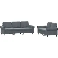 Syfax Ensemble de canapés 2 pcs avec coussins Gris foncé Velours