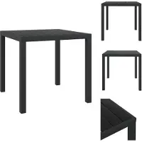 vidaXL Table de jardin WPC Aluminium 80 x 80 x 74 cm Noir - Tables de jardin