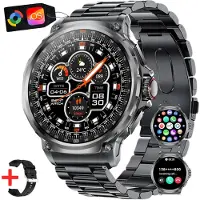 S&T Design Smartwatch Fitness Tracker Montre pour hommes avec fonction téléphone Grande Smartwatch Écran AMOLED 1,85" Whatsapp Surveillance fréquence cardiaque/sommeil