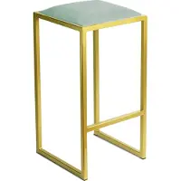 Ferro Tabouret de bar 64 cm Or - Bleu-vert - Tabouret de bar moderne en métal sans dossier de style loft avec assise rembourrée