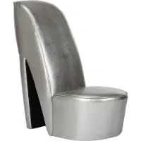 Syfax Chaise en forme de chaussure à talon haut argenté similicuir