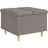 Syfax Pouf de rangement avec coussin Taupe 60 x 60 x 45 cm tissu