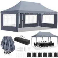StarTech.com Pop-up Pavillon 3 x 6 m - Tente de réception - Étanche - HDPE avec revêtementPolyuréthane- Cadre en alliage d'aluminium - Avec 4 parois latérales - Gris foncé