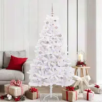 Prolenta Arbre de Noël blanc pliable, de qualité supérieure, 180 cm, en PVC et en acier