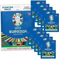 Topps UEFA EURO 2024 Germany - Autocollants à collectionner - 1 Starter Pack + 10 sachets