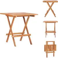 vidaXL Table de bistrot pliante 60 x 60 x 65 cm Teck Massif - Tables de jardin