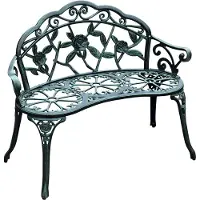 Outsunny Banc de Jardin 2 Places Style nšŠo-ršŠtro Motif Rose Lignes fuselšŠes 100L x 54l x 78H cm Fonte d'aluminium Vert Vieilli