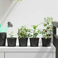 Prolenta Maison Exclusive - Pot de fleurs rond, 200 pièces, noir, Ø 10 x 8 cm, plastique