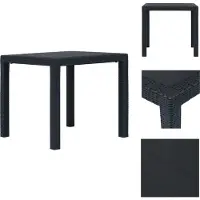 vidaXL Table de jardin Anthracite 79 x 79 x 72 cm Plastique aspect rotin - Tables de jardin