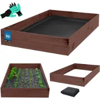 KOTARBAU Carré Potager Bois de Pin Imprégné 120x100x18 cm Marron Bac Potager Jardiniere Surelevee Exterieur avec Vlies et Gants à Griffes