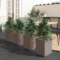 Prolenta Maison Exclusive - Bac à plantes 4 pièces Marron 30x30x37 cm Polypropylène