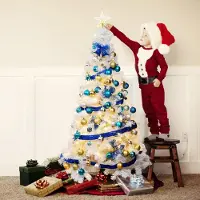 Northix Sapin de Noël artificiel avec support en métal 150-240 cm Blanc-150 cm