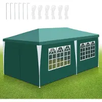 Izrielar 3 x 6m Pavillon étanche Tente de jardin, pavillons & tentes de réception Tente de réception avec 5 côtés pour le camping / jardin / mariage / plage, vert