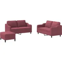 vidaXL Ensemble de canapés 3 pièces avec coussins vin rouge Tissu