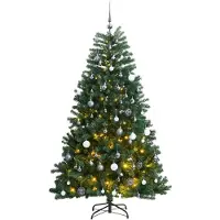 Prolenta Maison Exclusive - Sapin de Noël artificiel pliable, 300 LED et boules, 240 cm