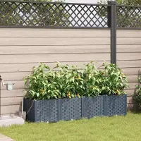 Prolenta Maison Exclusive - Lot de 4 jardinières d'extérieur, gris clair, 160 x 40 x 37,5 cm, PP