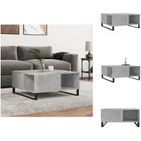 vidaXL Table basse gris béton 80x80x36,5 cm Bois composite - Tables basses