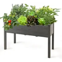 Costway Bac de culture en bois, grand bac de culture, bac à plantes, bac à fleurs, bac à herbes, bac à plantes, 125x59x76 cm (gris)