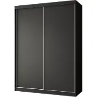 Beautysofa Armoire MARIO 150 cm, noire – Armoire coulissante avec 2 portes coulissantes, étagères et penderie, armoire sans miroir