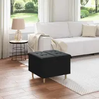 Prolenta Maison Exclusive - Coffre Ottoman avec rangement, noir, 60 x 60 x 45 cm, tissu