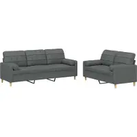 Syfax Ensemble de canapés 2 pcs coussins gris foncé tissu