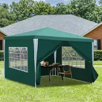 HENGDA Pavillon Mariages - Tente de jardin festive en structure acier, idéale pour les mariages Vert 3x3m