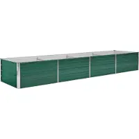 Syfax Jardinière surélevée de jardin, pour légumes herbes fleurs, en acier galvanisé robuste, fond ouvert, 320x80x45 cm, vert