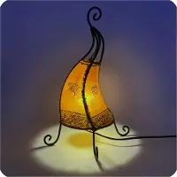 SIMANDRA Lampe orientale Lampe henné marocain en cuir Lampe de table Lampadaire Coq soleil 40 cm, jaune