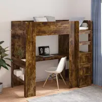 Prolenta Lit superposé avec bureau, en bois fumé, dimensions 90 x 190 cm