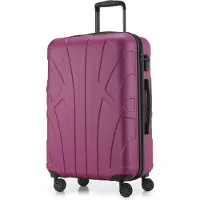 Suitline - Valise rigide moyenne avec joint d'expansion Check-In Bagages Trolley extensible Valise à roulettes Valise de voyage, taille M, 4 roulettes, TSA, 66 cm, 100% ABS,Magenta