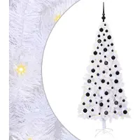 Syfax Sapin de Noël artificiel avec 300 LED Blanc 180 cm PVC et Acier