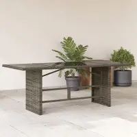 Prolenta Maison Exclusive - Table de jardin avec plateau en verre gris 190x80x75 cm Poly Rotin