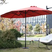 OKWISH Parasol de Jardin Rectangulaire Double Face - Grand Parasol avec Manivelle et Structure en Acier - Toile Polyester 453x267 cm - Orange