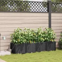 Prolenta Maison Exclusive - Lot de 4 jardinières d'extérieur, noir, 160 x 40 x 37,5 cm, PP