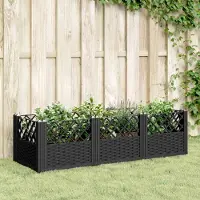 Prolenta Maison Exclusive - Jardinière avec piquets Noir 123,5x43,5x43,5 cm PP
