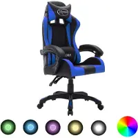 Syfax Fauteuil de jeux vidéo avec LED RVB Bleu et noir Similicuir