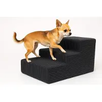 Odol-Plusz Escalier pour chien avec 3 marches - rampe pour chien pour lit, canapé, divan et voiture - Graphite