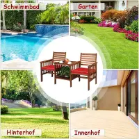 Northix Banc de jardin avec table, 2 places en bois, coussin et trou pour parasol
