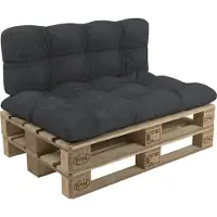 Pokar Coussin pour palette avec belle surpiqûre Garniture canapé-palette, Taille:Set coussin d'assise 120x60 + coussin de dossier 120x60, Couleur:Anthracite