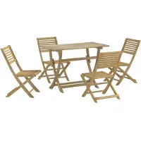 Syfax Ensemble à manger de jardin 5 pcs Bois d'acacia solide