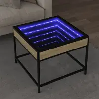 Prolenta Table basse Exclusive - avec éclairage LED intégré, en chêne Sonoma, dimensions 50x50x41 cm