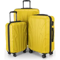 Suitline - Set de 3 valises à roulettes valise rigide 4 roulettes trolley bagage à main et bagage à main valise extensible Travel Luggage Set de bagages Hardcase ABS, TSA,Jaune