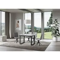 Itamoby - Table extensible 120/180x90 cm Bandos frêne blanc cadre et pieds anthracite