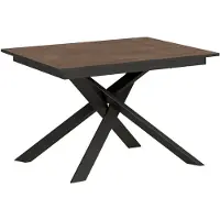 Ityhome - Table extensible 120/180x80 cm Ganty effet bois, noyer bande de chante anthracite cadre et pieds anthracite