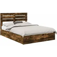 Syfax Lit de Rangement Chêne fumé 160 x 200 cm Bois d'ingénierie