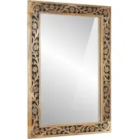 Syfax Miroir de bain 50x70x2,5 cm bois de manguier massif et verre