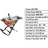 OEM Scie circulaire de table, moteur 8 ampères, angle de lame réglable, avec support