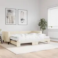 Prolenta Maison Exclusive - Canapé-lit convertible avec matelas, couleur crème, 90 x 200 cm, tissu